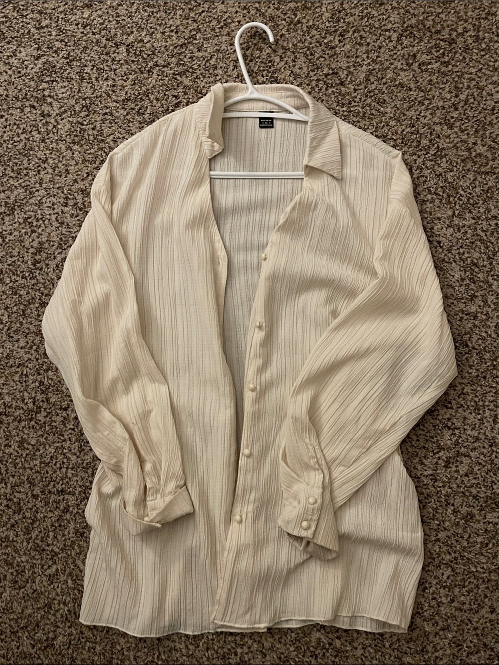 Cream Button-Up Textured Shirt